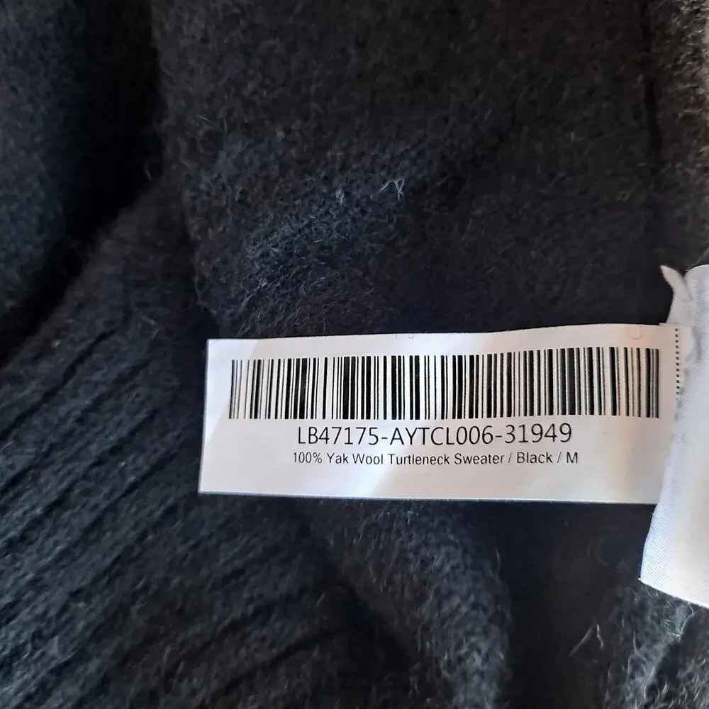 Quince 100% Yak Wool Turtleneck Sweater Long Sleeve Pullover Black Womens Size M